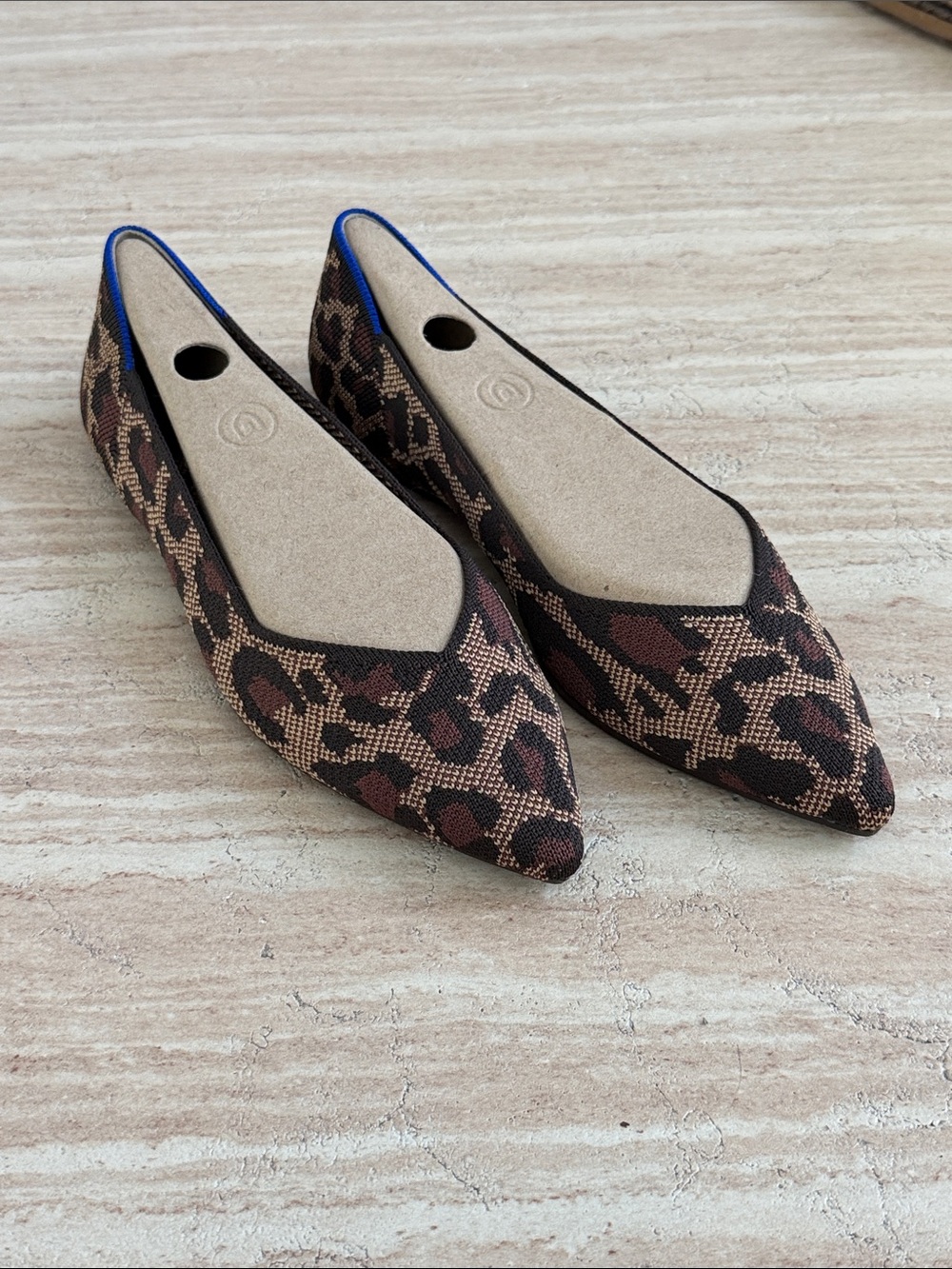 Rothy's Leopard Print Pointed Toe Flats - Brown & Black
